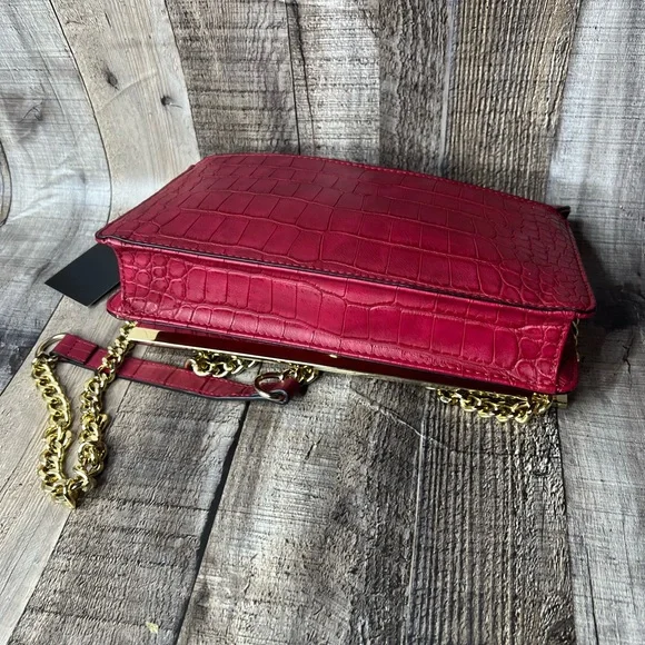 GUESS Pink Croc-Embossed Women's vegan Leather Bag - Picture 10 of 16